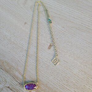 Kendra Scott Elisa Gold Pendant Necklace in Fuchsia Kyocera Opal